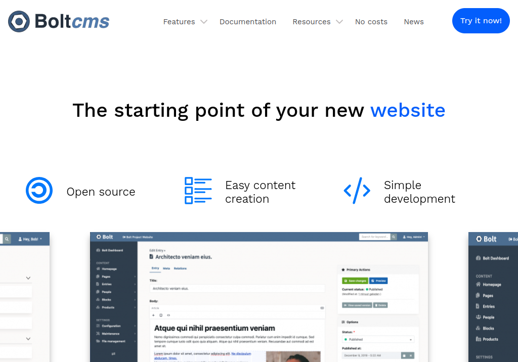 Bolt: Современная CMS для блогов